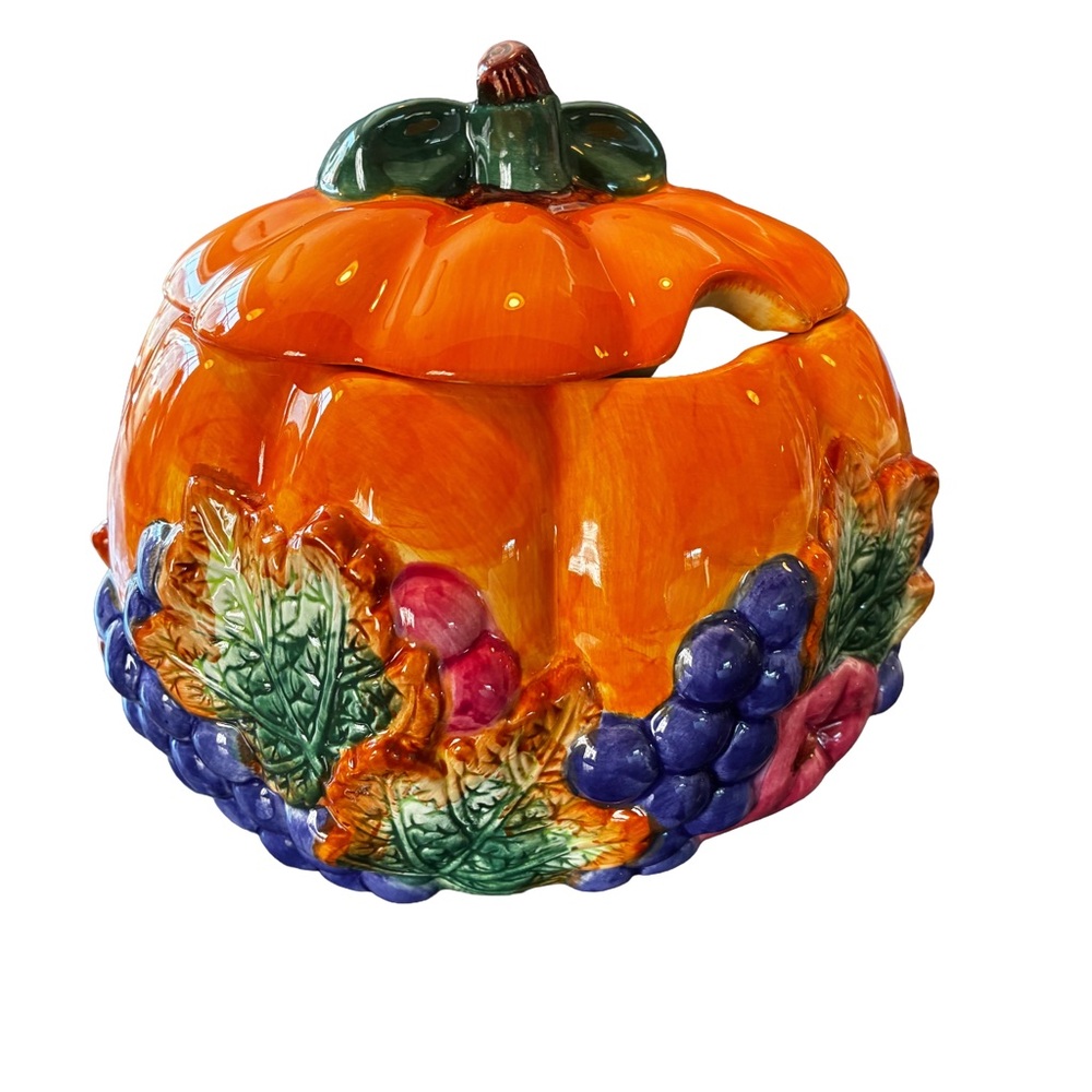 Vintage Cracker Barrel Pumpkin Soup Tureen Fall Decor KC6785 - Picture 2 of 7